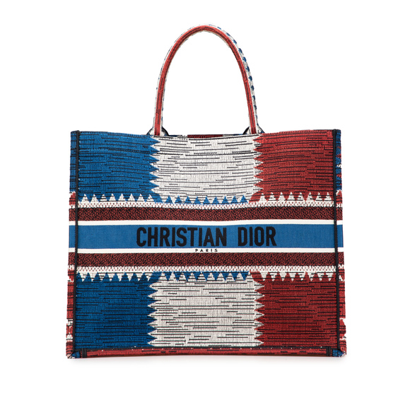 Pre-Loved Dior Large Canvas French Flag Book Tote - Picture 1 of 11